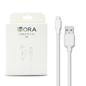 Cable USB a IP 1 Metro 2.1A Blanco – 1Hora CAB238 Color Blanco